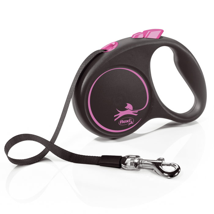 Flexi Black Design Correa Extensible de Cinta, 5m, Rosa, Talla S