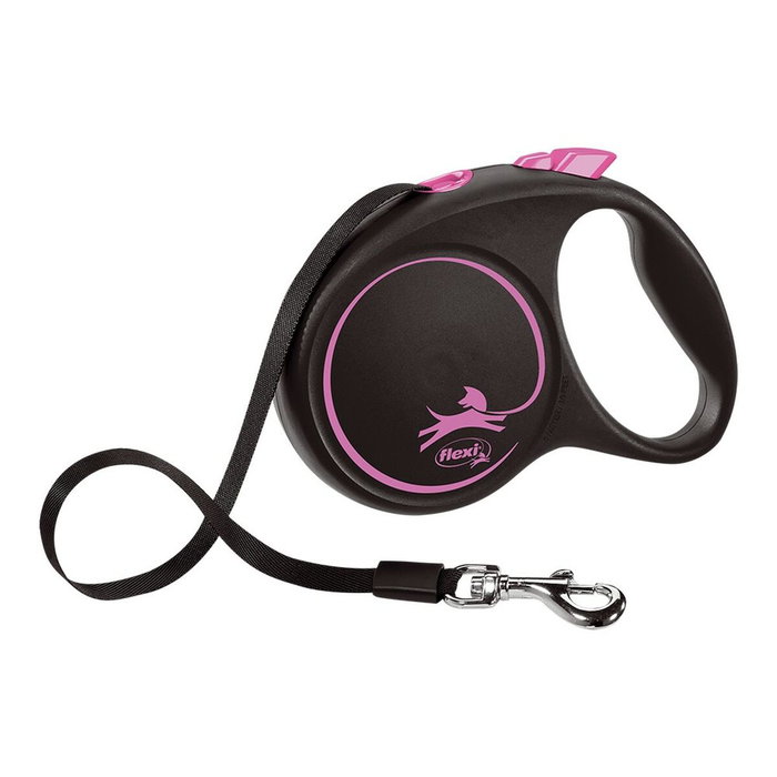 Flexi Black Design Correa Extensible de Cinta, 5m, Rosa, Talla S