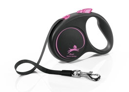 Flexi Black Design Correa Extensible de Cinta, 5m, Rosa, Talla S