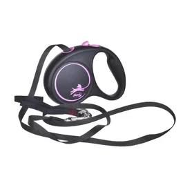 Flexi Correa Retráctil para Perros, Black Design S, Longitud 5 Metros, Color Rosa