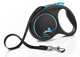Flexi Black Design Correa Extensible con Cinta Azul, 5m, Talla M