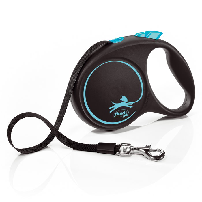 Flexi Black Design Correa Extensible con Cinta Azul, 5m, Talla M