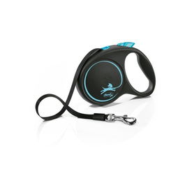 Flexi Correa de Cinta Flexi-Black 5m en Azul, Resistencia 25 kg, Sistema de Guía Perfecto, Compatible Multi Box y LED