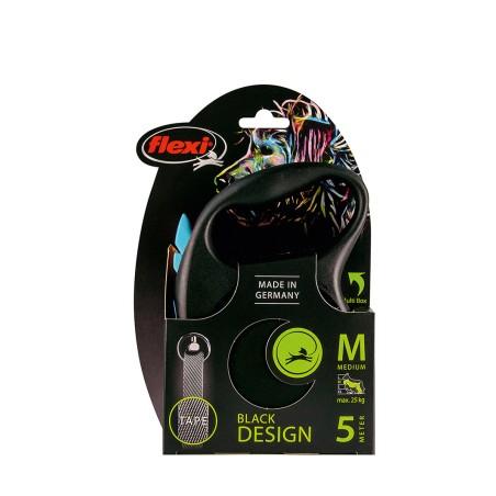 Flexi Black Design Correa Extensible de Cinta Azul 5m Talla M hasta 25kg Flexi Black Design Correa Extensible de Cinta Azul 5m Talla M hasta 25kg