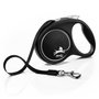 Flexi Black Design Correa Extensible con Cinta de 5m, Negra, Talla M