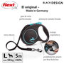 Flexi Black Design Azul con Cinta de 5m Talla L para hasta 50kg