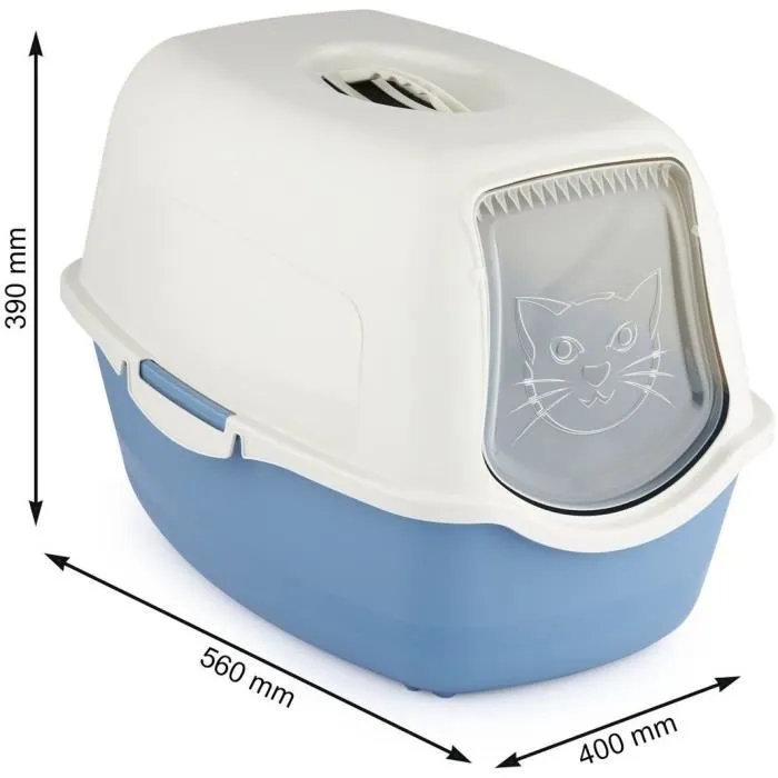 Rotho Mypet Casa de Baño Azul y Blanco (PP reciclado) - 56 x 40 x 39 cm