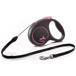 Flexi Black Design Rosa con Cordón 5m Talla S hasta 12kg