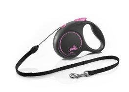 Flexi Black Design Correa Extensible Rosa con Cordón de 5m Talla S hasta 12kg