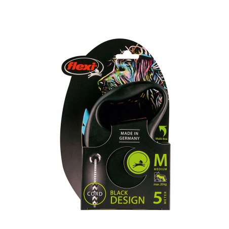 Flexi Correa de Cordón para Perros Negra con Guía de Cinta 5m, 20 kg, Color Azul - Compatible con Multi Box y Sistema LED Flexi Correa de Cordón para Perros Negra con Guía de Cinta 5m, 20 kg, Color Azul - Compatible con Multi Box y Sistema LED