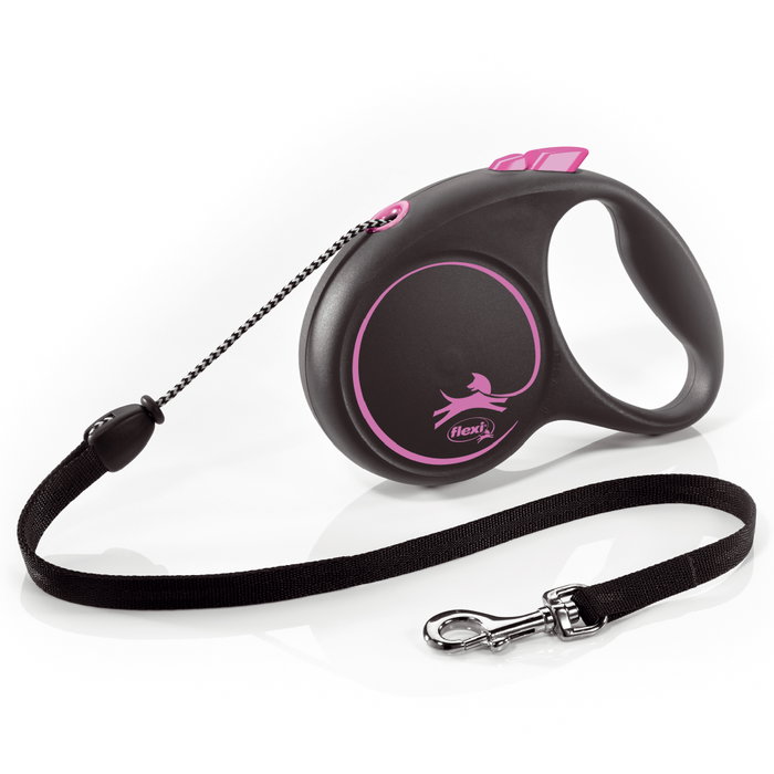 Flexi Black Design Rosa con Cordón 5m Talla M hasta 20kg Flexi Black Design Rosa con Cordón 5m Talla M hasta 20kg