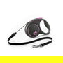 Flexi Correa de Cordón Extensible para Perros, 5 m, Color Rosa y Negro, Resistencia 20 kg, Ampliable con Multi Box, Compatible con Iluminación LED