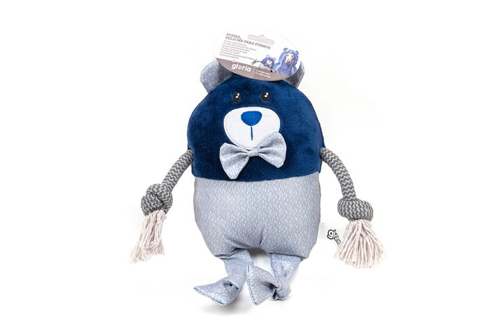 Gloria Pumba Peluche para Perros con Cuerdas y Sonido. Juguete Resistente y Suave con Costuras Reforzadas - Color Azul