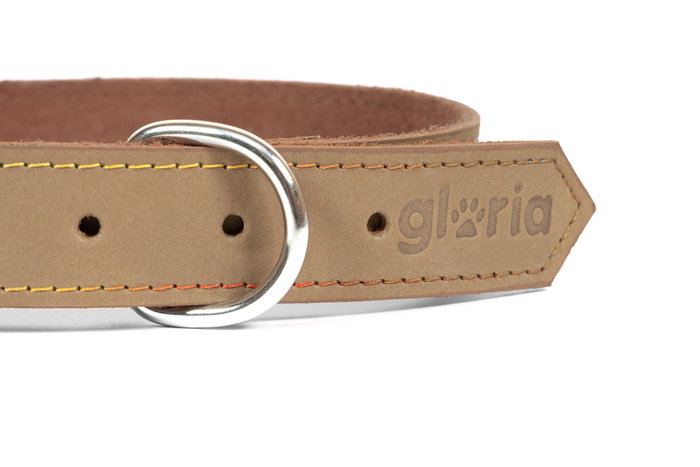 Gloria Collar para Perro Oasis 45 cm X 18 mm Blanco Piel Nobuck Doble Capa Costura Reforzada