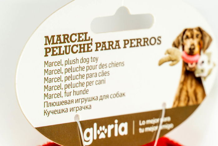 Gloria Peluche para Perro Marcel Bell, Juguete con Doble Diversión, Squeaker en Cabeza y Barriga de Goma, Exterior de Poliéster