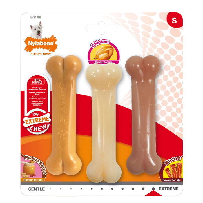Nylabone Extreme Chew Value Pack S Peanut-Original-Bacon (Set de 72) Nylabone Extreme Chew Value Pack S Peanut-Original-Bacon (Set de 72)