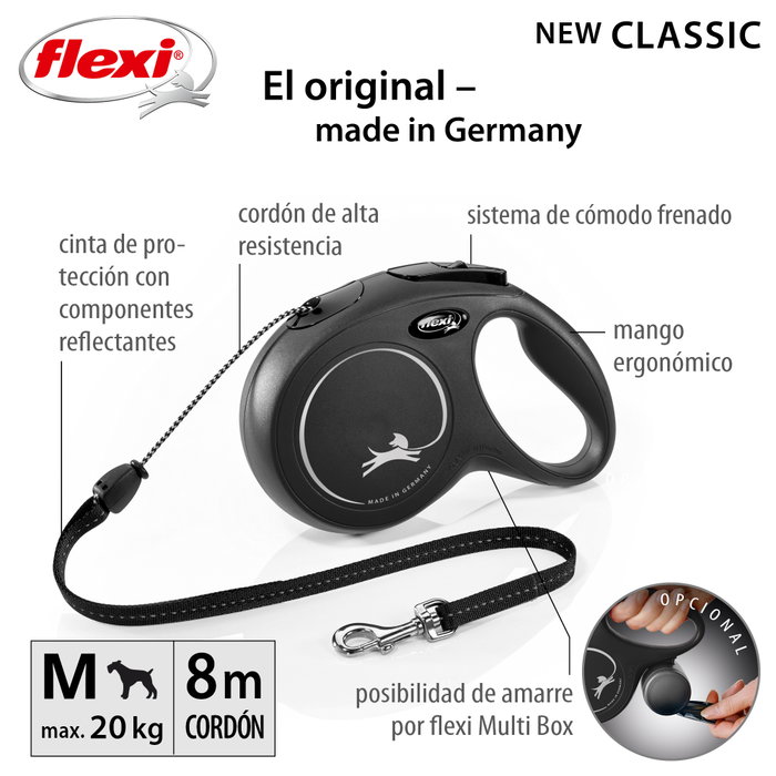Flexi Classic Cord M Negro 8m