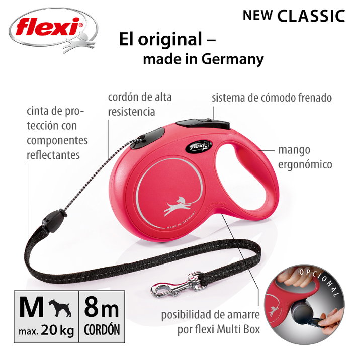 Flexi Classic Correa Extensible de Cordón 8m Rojo M Hasta 20kg Flexi Classic Correa Extensible de Cordón 8m Rojo M Hasta 20kg
