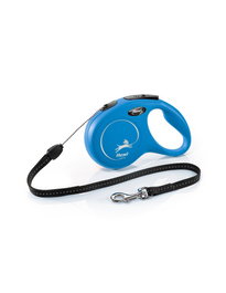Flexi Classic Correa Extensible para Perro 8 m Azul, 12 kg, Diseño Ergonómico con LED, Hecho en Alemania