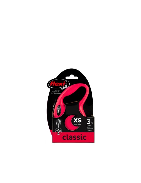 Flexi Correa Classic Rojo 3M XS para Perros Pequeños Hasta 8 kg, Fabricado en Alemania