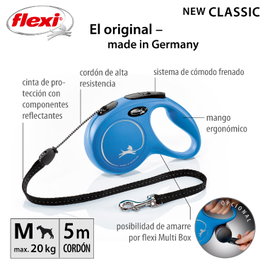Flexi Classic M Cordon Azul 5m para perros de hasta 20kg