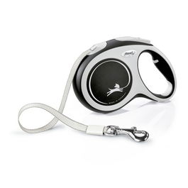 Flexi Comfort-Cinta de Paseo para Perro, Negro, 5 m L, Hasta 60 kg, con Sistema de Iluminación LED y Multi Box, Correa de Dos Colores