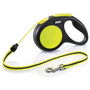 Flexi Correa Reflectante Neon Amarillo 5 m, 20 kg, Alta Visibilidad y Seguridad para Mascotas