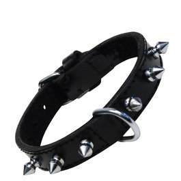 Gloria Collar Piel Negra 1 Fila Pinchos 55 cm