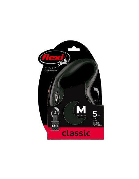 Flexi Classic Cinta para Perro Negro 5 Metros 25 kg, Extensión Ergonómica Ampliable con Multi Box y LED Lighting System, Made in Germany Flexi Classic Cinta para Perro Negro 5 Metros 25 kg, Extensión Ergonómica Ampliable con Multi Box y LED Lighting System, Made in Germany