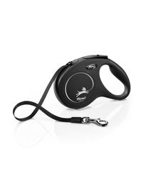 Flexi Classic Cinta para Perro Negro 5 Metros 25 kg, Extensión Ergonómica Ampliable con Multi Box y LED Lighting System, Made in Germany
