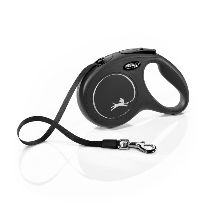 Flexi Classic Correa Extensible de Cinta, 5m, Negro, Talla M