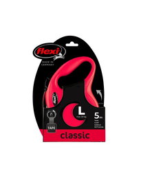 Flexi Classic Cinta de Paseo para Perro, Rojo, 5 Metros, Resistencia 50 kg, Diseño Ergonómico con Extensión, Alemania