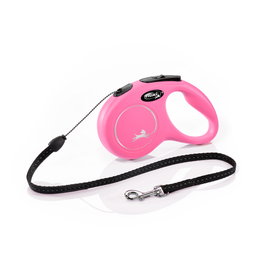 Flexi Classic Correa Extensible de Cordón, 5m, Rosa, Talla S hasta 12kg