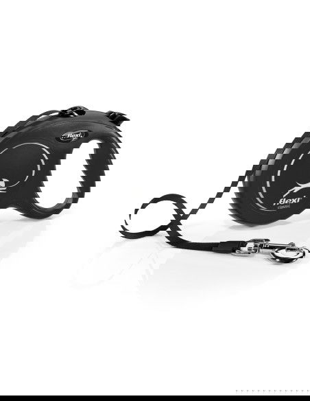 Flexi Classic Cinta para Perro Extensible 8m, Carga 50kg, Negro, Diseño Ergonómico