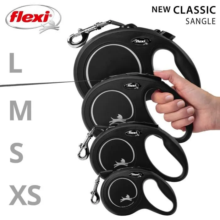 Flexi Correa de Cinta New Classic 8m Negra para Perros de hasta 50 kg Flexi Correa de Cinta New Classic 8m Negra para Perros de hasta 50 kg