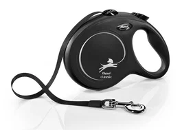 Flexi Correa Retráctil Classic L 8 m, Cinta, para Perros hasta 50 kg, Negro, 11743