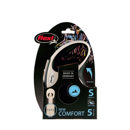 Flexi Flexi-Comfort-Cinta Correa para Perros 5 M Negro S (15 kg), Sistema de Iluminación LED y Multi Box Incluidos