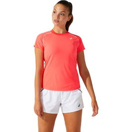 Camiseta de Manga Corta Mujer Asics Court Piping Naranja Coral