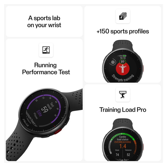 Polar Pacer Pro S/L Reloj Deportivo GPS Unisex, Pantalla MIP 1.2", 32 GB, Resistente al Agua 50 m, Negro Gris, 45 mm