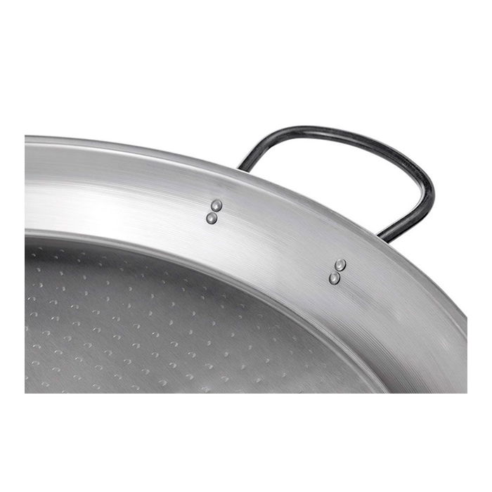 Vaello Paellera Tradicional Ø50 cm de Acero Pulido Laminado en Frío, para 13 Personas, Apta para Fuego de Llama