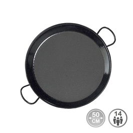 Vaello Paellera Tradicional Acero Esmaltado Ø50 cm (14 Personas) Negra Apta Cocinas de Gas
