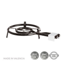 Vaello Quemador de Gas Butano/Propano Ø40cm 2 Fuegos Negro
