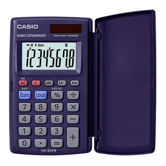 Casio HS-8VER-WA-EP Calculadora de Bolsillo de 8 Dígitos Azul