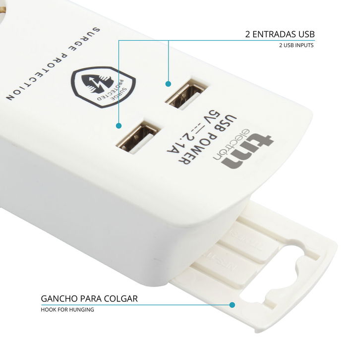 Regleta Enchufes 6 Tomas con Interruptor TM Electron TMUAD306
