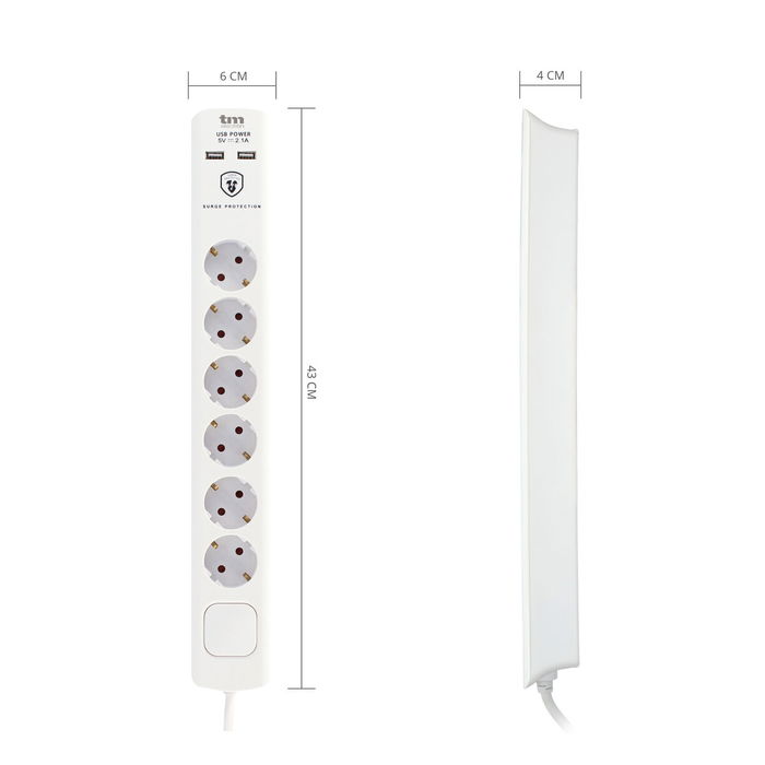 Regleta Enchufes 6 Tomas con Interruptor TM Electron TMUAD306