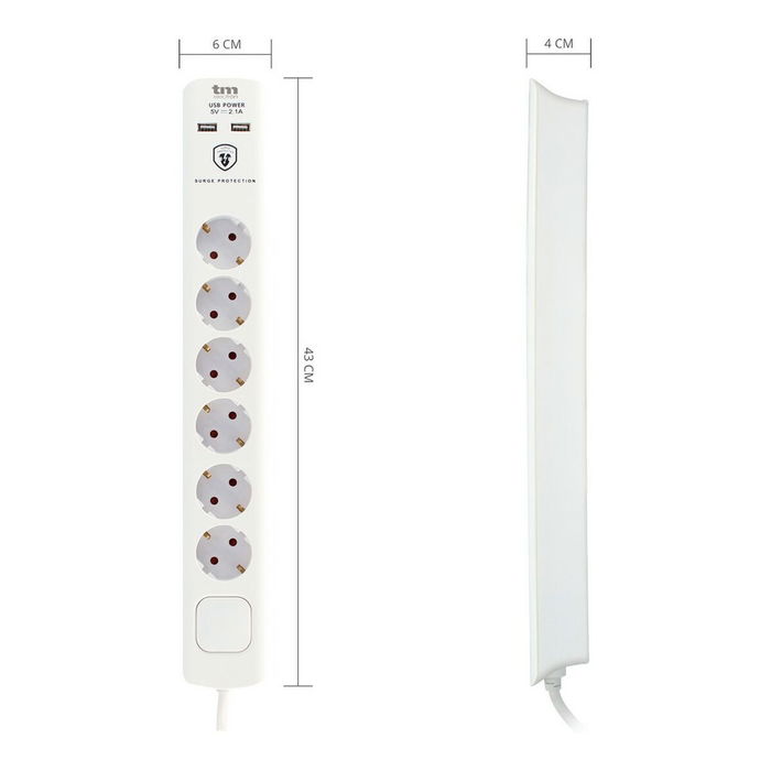 Regleta Enchufes 6 Tomas con Interruptor TM Electron TMUAD306