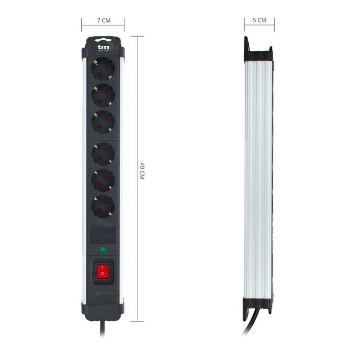 Regleta Enchufes 6 Tomas con Interruptor TM Electron TMUAD406 Regleta Enchufes 6 Tomas con Interruptor TM Electron TMUAD406