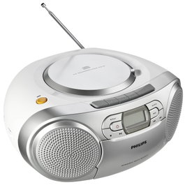 Philips AZ127/12 Radio y CD portátil con Casete y Bass Boost, Gris