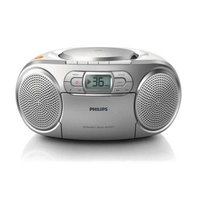Philips AZ127/12 Radio y CD portátil con Casete y Bass Boost, Gris