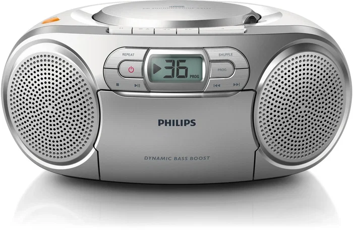 Philips AZ127/12 Radio y CD portátil con Casete y Bass Boost, Gris